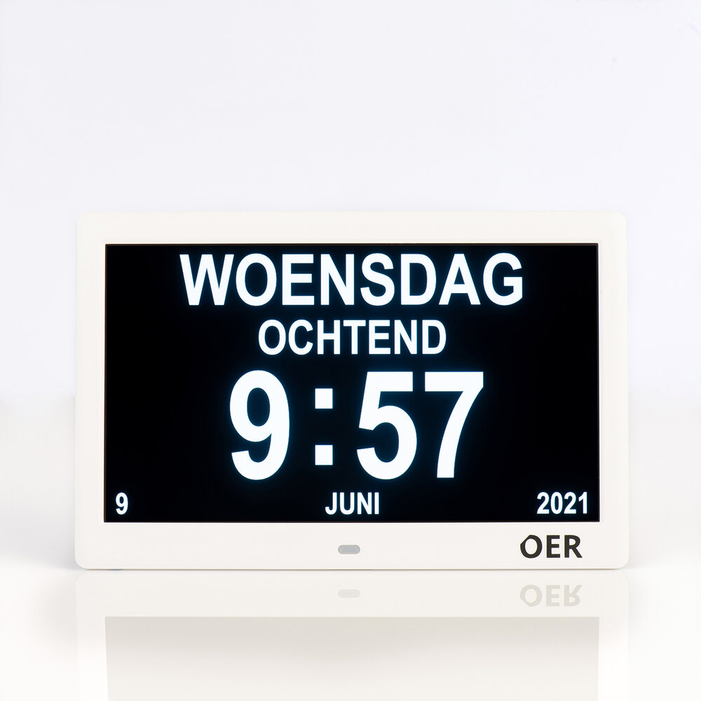 OER Dementieklok (digitaal en analoog in &eacute;&eacute;n) - 10 Inch - met Wifi Functie