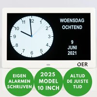 OER Dementieklok (digitaal en analoog in &eacute;&eacute;n) - 10 Inch - met Wifi Functie