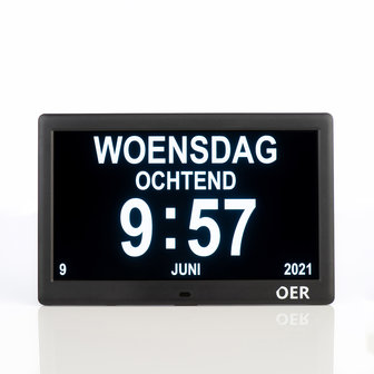 OER Dementieklok (digitaal en analoog in &eacute;&eacute;n) - 10 Inch - met Wifi Functie