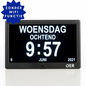 OER Dementieklok (digitaal en analoog in &eacute;&eacute;n) - 10 Inch - No Wifi 