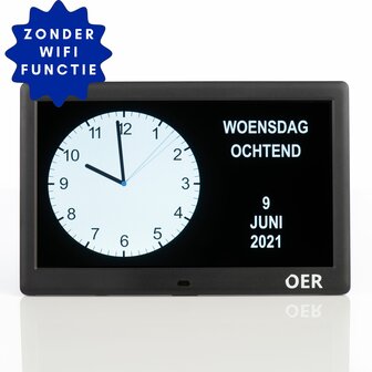 OER Dementieklok (digitaal en analoog in &eacute;&eacute;n) - 10 Inch - No Wifi 