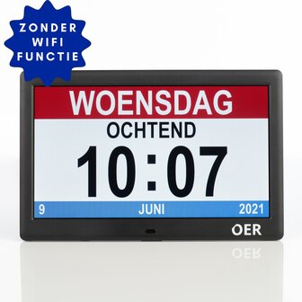 OER Dementieklok (digitaal en analoog in &eacute;&eacute;n) - 10 Inch - No Wifi 