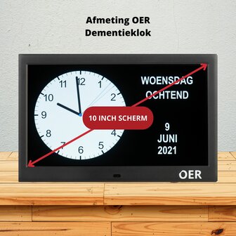 OER Dementieklok (digitaal en analoog in &eacute;&eacute;n) - 10 Inch - No Wifi 