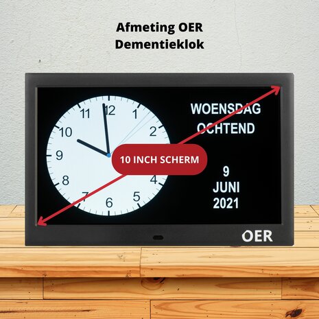 OER Dementieklok (digitaal en analoog in één) - 10 Inch - No Wifi 